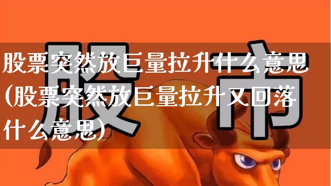 股票突然放巨量拉升什么意思(股票突然放巨量拉升又回落什么意思)_https://www.haiwangdasha.com_科创板_第1张