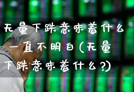 无量下跌意味着什么 一直不明白(无量下跌意味着什么?)_https://www.haiwangdasha.com_上交所_第1张